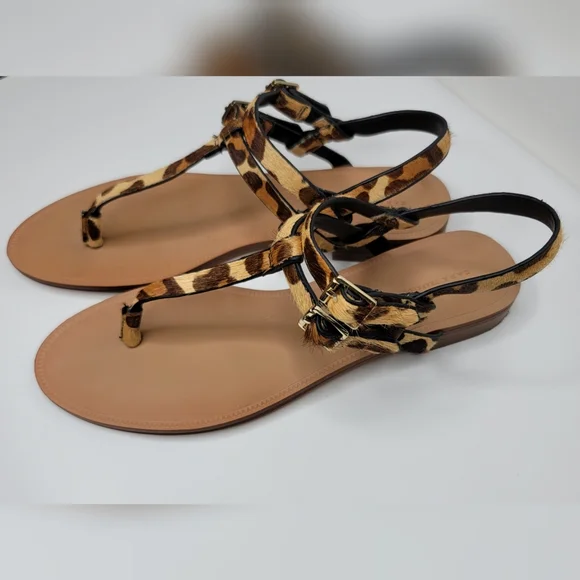Zara Shoes Zara Leopard Print Thong Sandal Size Us Euro 39